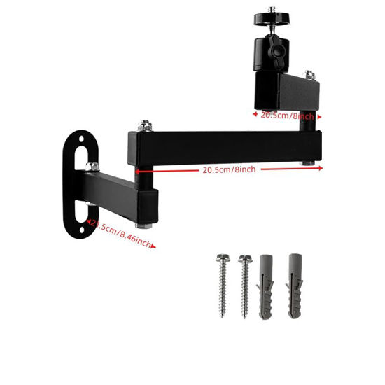 Picture of NVRTTRR Foldable Projector Wall Mount Universal Ceiling Wall Projector Mount Stand Projectors Bracket,1/4" Screw Size (Wall Mount) (8.46 * 8 * 8in)