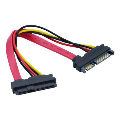 Picture of cablecc SFF-8482 SAS 29 Pin to SATA 22Pin Hard Disk Drive Raid Extension Cable with 15 Pin SATA Power Port