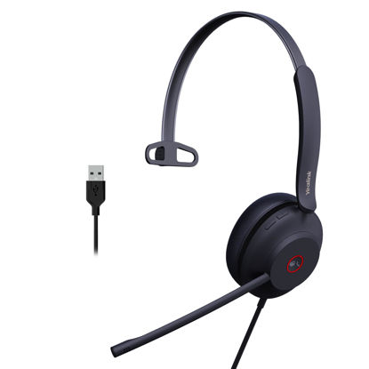 Picture of Yealink UH37 USB Headset with Microphone for PC Laptop - Headphones with Noise Cancelling Microphone for Computer,On-Ear Wired Office Call Center Headset Mono