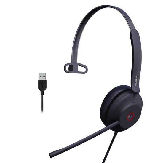 Picture of Yealink UH37 USB Headset with Microphone for PC Laptop - Headphones with Noise Cancelling Microphone for Computer,On-Ear Wired Office Call Center Headset Mono