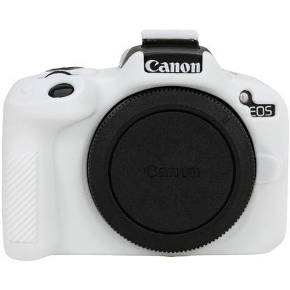 Picture of Case for Canon EOS R50, EOS R50 Camera Silicone Protective Case, Lightweight, Anti-Scratch Slim Fit Soft Skin, EOS R50 Accessories, AEXUTDA Bag for EOS R50 Mirrorless Vlogging Camera - White