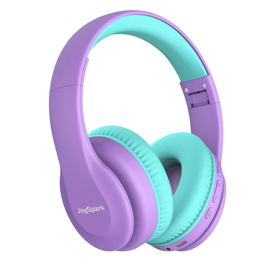 Picture of JoySpark Kids Bluetooth Headphones, Lightweight Wireless Headphones for Kids, 85/94dB Volume Limited, 60 Hours Playtime, Bluetooth 5.3, Over-Ear Toddler Headphones with Built-in Mic (Purple)