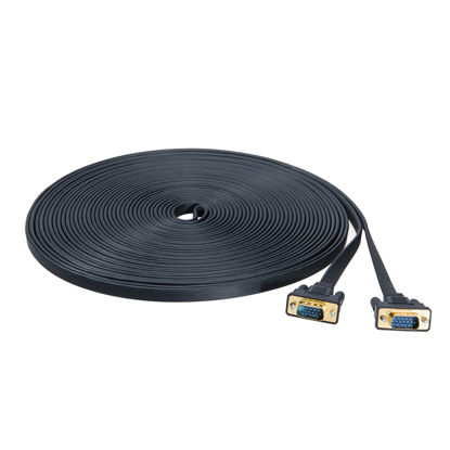 Picture of DTech Flat Thin Extra Long VGA Cable 100 ft 15 Pin Male to Male Computer Monitor Cord HD15 Connector 1080p High Resolution (31 Meter, Black)