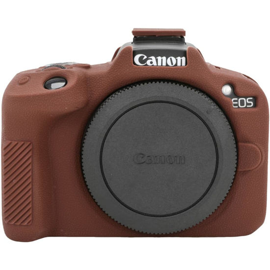 Picture of Case for Canon EOS R50, EOS R50 Camera Silicone Protective Case, Lightweight, Anti-Scratch Slim Fit Soft Skin, EOS R50 Accessories, AEXUTDA Bag for EOS R50 Mirrorless Vlogging Camera - Coffee Color