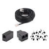 Picture of Long Telephone Extension Cord 20FT, Black, Phone Cable Line Wire with Standard RJ11 Plug, 1 Phone Line Splitter, 1 in-line Coupler and 15 Cable Clip Holders for Telephone Calling Communication