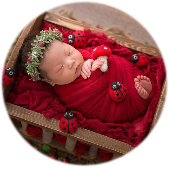 Picture of Zeroest Newborn Photography Wrap Newborn Photoshoot Props Boys Girls Newborn Posing Backgroud Stretch Knit Blanket for Baby Photo Prop (Red, Small)