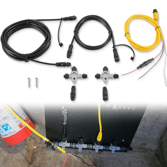 Picture of Replacment for 010-11442-00 NMEA 2000 Starter Kit, Power Drop Backbone Cable, Male and Female Terminator, T-Connectors Compatible with Garmin Devices