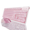 Picture of SEUNKWANG EWEADN V3 Wireless Keyboard and Mouse with Single Backlit, Metal Panel, Bluetooth/2.4G Rechargeable Computer Keyboard and Mouse Combo Silent Lighted Full Size Cute Keyboard-Pink