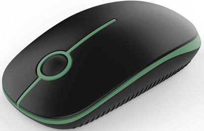 Picture of VssoPlor Wireless Mouse, 2.4G Slim Portable Computer Mice with Nano Receiver for Notebook, PC, Laptop, Computer (Black and Green)