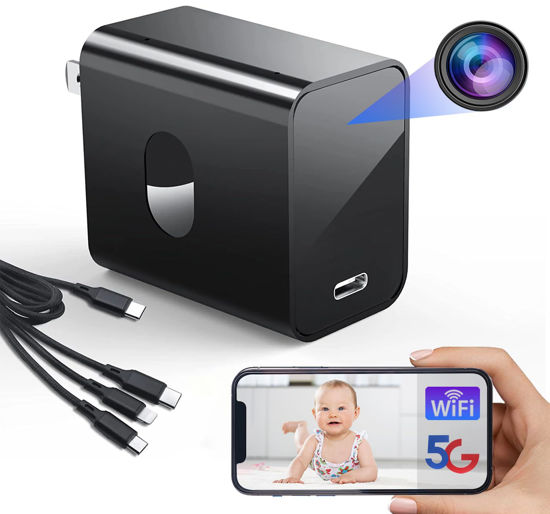 Picture of 4K Nanny Camera Supports 2.4G&5G WiFi, Mini Hidden Camera Charger with Motion Detection, Night Version, Nanny Cam Hidden Camera, Small Hidden Camera Wireless Security Camera with Motion Detection