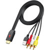 Picture of Neoteck RCA to HDMI Converter 150cm/5ft RCA to HDMI Cable Supports 16:9/4:3 Conversion Built-in RCA Cable for Vintage Movies or Life Videos Plug and Play Widely Used in DVD VCR Player-Male RCA Input
