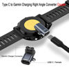 Picture of QIANRENON USB C Garmin Watch 90° Angle Adapter Connector, Type C to Garmin Charging Right Angle Converter Coupler, for Garmin Smartwatch/Bracelet, Blue Gray, 2Pcs (Front Bend)