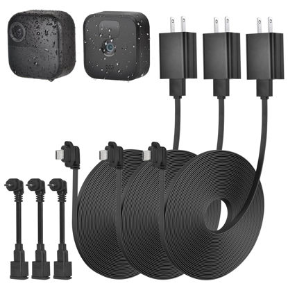 Picture of 3Pack 16.4ft/5m Power Cable with Adapter for Blink Outdoor 4 (4th Gen), Blink Outdoor/Indoor (3rd Gen)&Blink XT/XT2, Weatherproof Outdoor Extension Cable with Extra Micro USB Adapter for Blink Camera