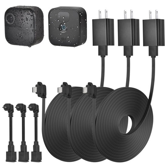 Picture of 3Pack 16.4ft/5m Power Cable with Adapter for Blink Outdoor 4 (4th Gen), Blink Outdoor/Indoor (3rd Gen)&Blink XT/XT2, Weatherproof Outdoor Extension Cable with Extra Micro USB Adapter for Blink Camera
