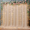 Picture of 10x10ft Champagne Tulle Backdrop Curtain with Lights String for Parites, Sheer Backdrop Curtains for Wedding Baby Shower Birthday Party Photo Shoot Decorations