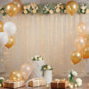 Picture of 10x10ft Champagne Tulle Backdrop Curtain with Lights String for Parites, Sheer Backdrop Curtains for Wedding Baby Shower Birthday Party Photo Shoot Decorations