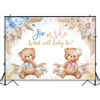 Picture of Avezano Boho Bear Gender Reveal Backdrop He or She Party Decorations Pink or Blue Pampas Grass Gender Reveal Party Photography Background Bohemian Bear Gender Reveal Decorations Photoshoot (7x5ft)