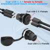 Picture of QIANRENON 10Gbps Dual USB C 3.1 Threaded Fixed Mount Adapter 2 Port USB Type C 3.1 Female to Female Embedded Panel Mount Circular Connector, Dust Cover, Installed in Dashboard Device Panel