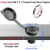 Picture of QIANRENON 10Gbps Dual USB C 3.1 Threaded Fixed Mount Adapter 2 Port USB Type C 3.1 Female to Female Embedded Panel Mount Circular Connector, Dust Cover, Installed in Dashboard Device Panel
