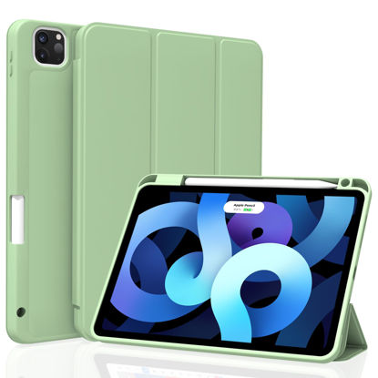 Picture of Divufus Case for iPad Pro 11 inch 4th/3rd/2nd Generation, Lightweight Slim Auto Sleep/Wake Smart Cover Soft TPU Back Case with Pencil Holder for iPad Pro 11" 2022/2021/2020, Matcha Green