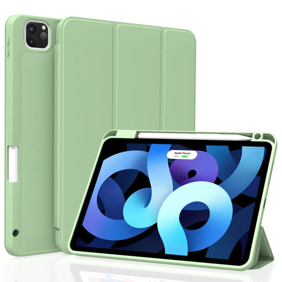 Picture of Divufus Case for iPad Pro 11 inch 4th/3rd/2nd Generation, Lightweight Slim Auto Sleep/Wake Smart Cover Soft TPU Back Case with Pencil Holder for iPad Pro 11" 2022/2021/2020, Matcha Green