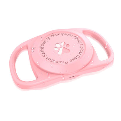 Picture of Airtag Dog Collar Holder, [1 Pack] Waterproof Protective Case for Apple AirTag, Durable & Lightweight with Full-Body Protection, Soft Silicone, Pink
