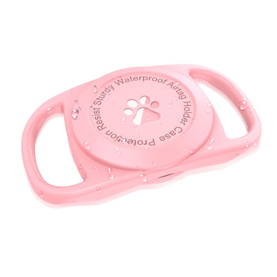 Picture of Airtag Dog Collar Holder, [1 Pack] Waterproof Protective Case for Apple AirTag, Durable & Lightweight with Full-Body Protection, Soft Silicone, Pink
