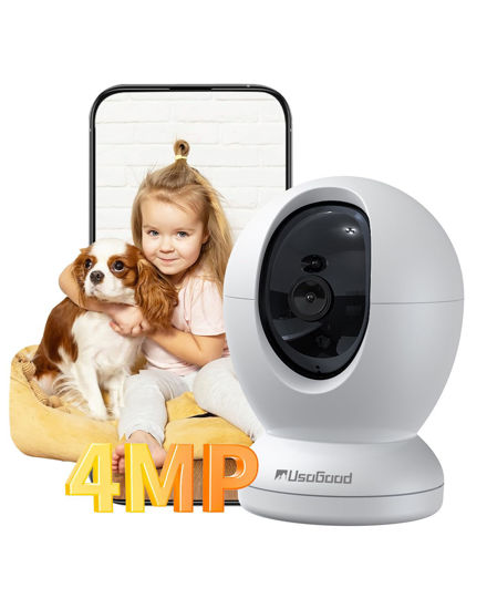Picture of usogood Indoor Camera 4MP/2K, Pet Camera 5Ghz/2.4Ghz WiFi Indoor Security Camera, 360°Dog Camera, Auto Motion Tracking and Detection, 2-Way Talk, Night Vision, Detection Alarm, Remote Control
