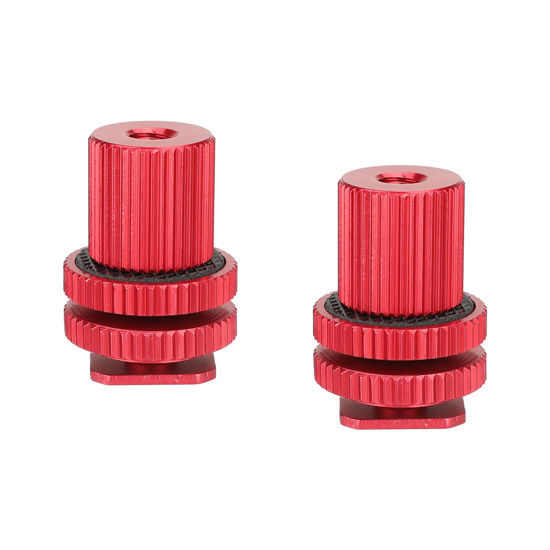 Picture of CAMVATE Camera Hot Shoe Mount to 1/4"-20 Female Thread Screw Adapter for DSLR Camera Rig (Red,2 Pieses)-3064