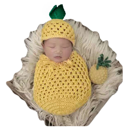 Picture of Zeroest Baby Photography Props Pineapple Hat Newborn Boy Girl Photo Shoot Outfits Infant Crochet Unisex Set