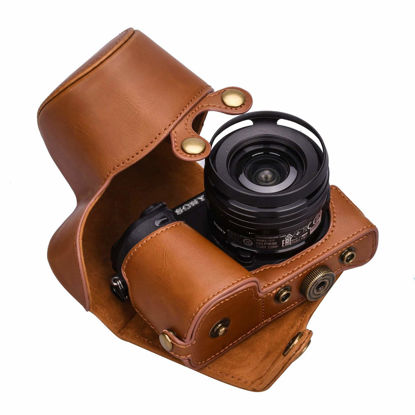 Picture of Hargedis XEVN for sony a6400 case,for sony a6300 case,Premium PU Full Body Leather Camera Case Bag for sony alpha a6300 a6000 a6100 a6400 Fit 16-50mm Lens with Camera Shoulder Strap(Brown)