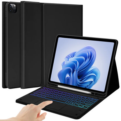 Picture of BQSS Keyboard Case for iPad Air 13 inch(M2) 2024 Case with Keyboard for iPad Pro 12.9 inch 6th Gen 2022/5th Gen Keyboard Cover Detachable Backlit Wireless Keyboard Case with Pencil Holder Black