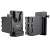 Picture of KOCACKOO fully decoded V-mount battery to NP-F series Dummy Battery Conversion Adapter Plate. Used to provide longer power supply for Sony L-series/NP-F camcorders or other devices by V-mount battery.