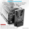 Picture of KOCACKOO fully decoded V-mount battery to NP-F series Dummy Battery Conversion Adapter Plate. Used to provide longer power supply for Sony L-series/NP-F camcorders or other devices by V-mount battery.