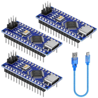Picture of YELUFT 3pcs Nano V3.0 Board with Cable ATMEGA328P MCU CH340G Chip Microcontroller Compatible with Arduino Nano (Soldered, Type-C Port)
