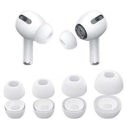 Picture of Vsagier 4 Pairs Replacement Ear Tips for AirPods Pro and AirPods Pro 2 with Noise Reduction Hole, Non-Slip Soft Silicone Ear Tips for AirPods Pro and Fit in The Charging Case(XS/S/M/L)