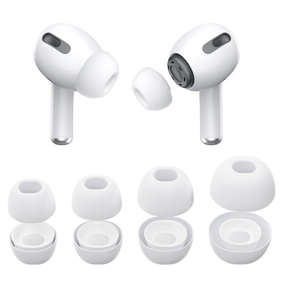 Picture of Vsagier 4 Pairs Replacement Ear Tips for AirPods Pro and AirPods Pro 2 with Noise Reduction Hole, Non-Slip Soft Silicone Ear Tips for AirPods Pro and Fit in The Charging Case(XS/S/M/L)