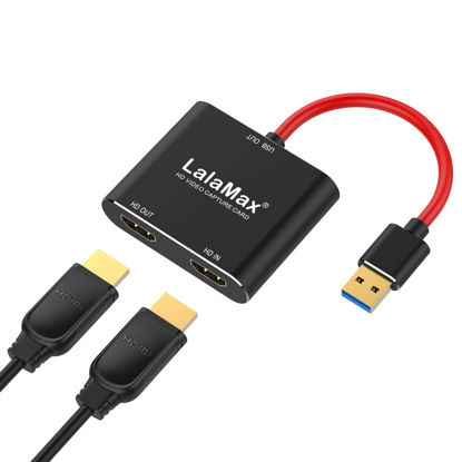 Picture of LalaMax HDMI Video Capture Card,Support HDMI in and Out 4K Video Streaming and Recording Gameplay from Consoles,Work with OBS, Xbox, PS4, Switch,DSLR,Camera