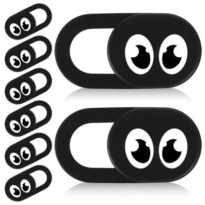 Picture of 8 PCS Webcam Cover Slide, Laptop Camera Cover Ultra Thin Laptop Camera Cover, Phone Computer Camera Cover Slide Web Cam Privacy Cover Camera Blocker for Desktops Pc Tablet Cell Phone, Black