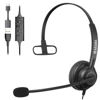 Picture of Arama USB Headset with Microphone for PC Laptop, On-Ear Wired Computer Headset with Noise Cancelling Mic & in-line Control for Home Office Call Center Online Class Skype Zoom (Black-USB600)