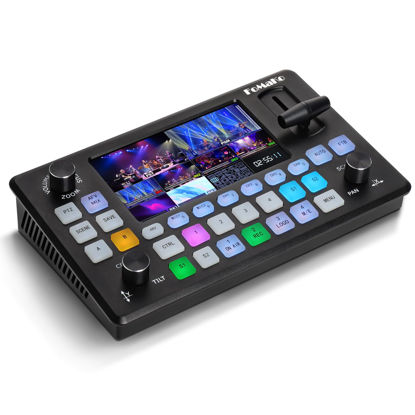 Picture of FoMaKo Video Mixer Switcher 5.5 Inch FHD LCD Screen 4-Channel HDMI Live Streaming Switcher 1080p 60FPS USB Recording USB3.0 Output PTZ Controller HDMI Video Switcher (Does not Support 4K) KC601 Pro
