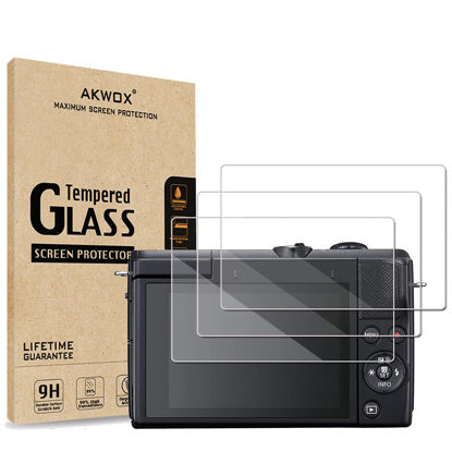 Picture of AKWOX [3-Pack] Tempered Glass Screen Protector for Canon EOS M200 Camera, [0.3mm 2.5D High Definition] 9H LCD Protective Cover,Anti-Scratch, Bubble-Free