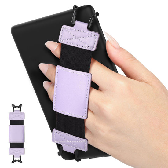 Picture of MoKo Soft Hand Strap for 6-8" Kindle eReaders Fire Tablet Kindle/Kobo/Voyaga/Sony Kindle E-Book Tablet, Black High-Elasticity Versatile Hand Strap Lightweight Finger Grip Holder, Taro Purple