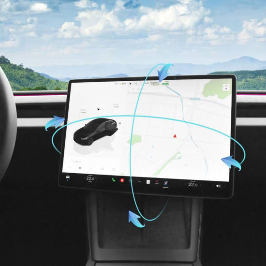 Picture of AAMHHM Screen Swivel Mount for Tesla Model 3 Highland 2024 Left/Right 30° Up/Down 15° Rotating Four Directions Aluminium Alloy Tesla Screen Rotating Bracket