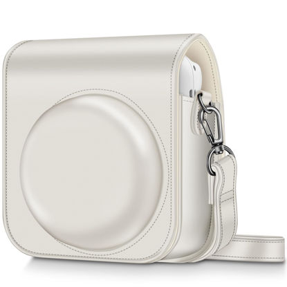 Picture of Fintie Protective Case for Fujifilm Instax Mini 12 Instant Camera - Premium Vegan Leather Bag Cover with Removable Adjustable Strap, White