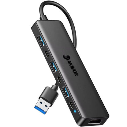 Picture of USB 3.0 to HDMI Adapter, USB 3.0 Hub with HDMI 1080P, USB 3.0, USB 2.0, USB C Data & Power Ports, USB Docking Station Extender for Monitor, PC, Laptop, Desktop Support Windows 7/8/10/11 & Mac OS