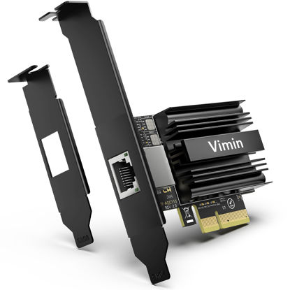 Picture of 10G PCI-E Netzwerkkarte mit 10Gbps Dual RJ45 Ports, Intel AQC113 Controller, VIMIN 10Gb Ethernet Adapter Karte Kompatibel mit PCI Express X8, X16, Unterstützt Windows10/11/Windows Server/Linux