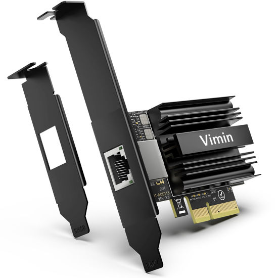 Picture of 10G PCI-E Netzwerkkarte mit 10Gbps Dual RJ45 Ports, Intel AQC113 Controller, VIMIN 10Gb Ethernet Adapter Karte Kompatibel mit PCI Express X8, X16, Unterstützt Windows10/11/Windows Server/Linux
