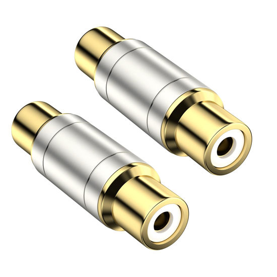 Picture of VANAUX 2-Pack Gold Plated RCA Female to Female Coupler,Barrel Connectors Adapters Extend Subwoofer RCA Cables for HDTV,Speakers, Amplifiers, Car Audio