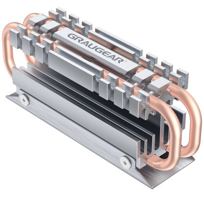 Picture of GRAUGEAR M.2 2280 NVMe SATA SSD Heatsink, Direct Touch Heatpipe, Dual Copper Heat Pipes, Aluminum Alloy Plate-Fin Design, 2 Thermal Conductivity Pads incl., 1.34 inches Height [G-M2HS06]